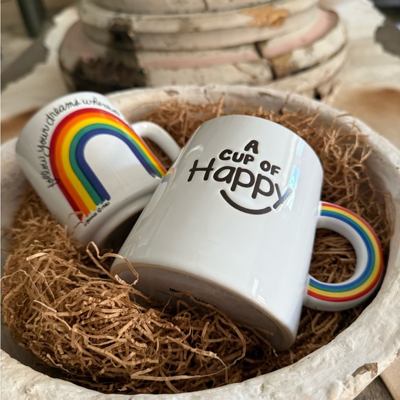 (2) Rainbow Mug Set - A Cup of Happy - Picture 2 of 12